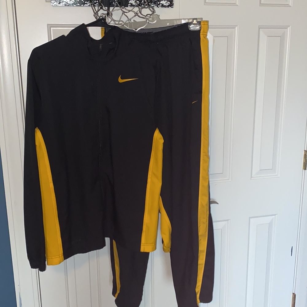 Nike Dri Fit athletic pants and jacket black and yellow